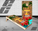 Hawaiian Beach Tiki Man Cornhole Boards