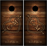Heart Wood Wedding UV Direct Print Cornhole Tops