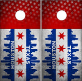 Houston Texas Grunge Flag Cornhole Wrap