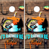 Id Rather Be Fishing Wood Cornhole Wrap