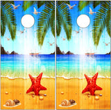 Island Beach Sail Boat Wood UV Direct Print Cornhole Tops