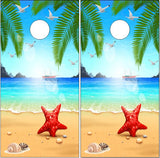 Island Beach Sail Boat Cornhole Wrap