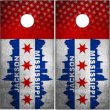 Jackson Mississippi Grunge Flag Cornhole Wrap