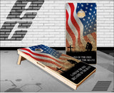 Kneeling Soldier Flag Camo Cornhole Boards
