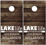 Lake Life Old Wood Cornhole Wrap