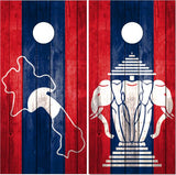 Laos Flag Wood Cornhole Wrap