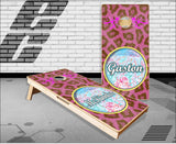 Leopard Print Names Cornhole Boards