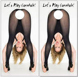 Lets Play Cornhole Girl Funny UV Direct Print Cornhole Tops