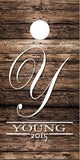 Light Wood Established Letter UV Direct Print Cornhole Tops