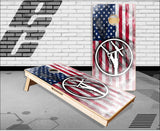 Lineman Smoke FLag Cornhole Boards