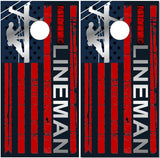 Lineman Line Flag UV Direct Print Cornhole Tops