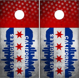 Los Angeles California Grunge Flag UV Direct Print Cornhole Tops