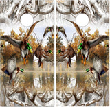 Mallard Duck Buck Snow Camo Cornhole Wrap