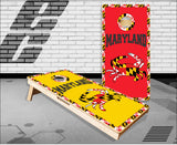 Maryland Flag Crab Colors Block letters Cornhole Boards