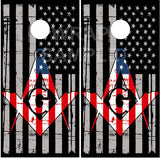 Masonic American Flag Cornhole Wrap