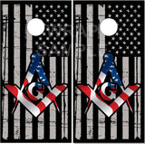 Masonic Grunge FLag Cornhole Tops