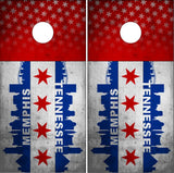 Memphis Tennessee Grunge Flag Cornhole Wrap