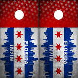 Miami Florida Grunge Flag Cornhole Wrap