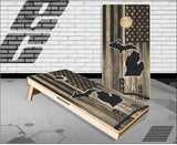 Michigan Flag Wood Bridge Cornhole Boards