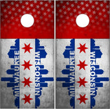 Milwaukee Wisconsin Grunge Flag UV Direct Print Cornhole Tops