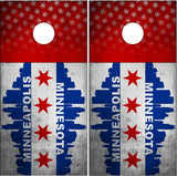 Minneapolis Minnesota Grunge Flag Cornhole Wrap