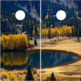 Mountain Lake Scene Cornhole Wrap