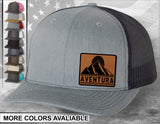 Mountain Sun Laser Engraved Leather Patch Trucker Hat