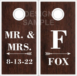 Mr. Mrs Arrow Wood UV Direct Print Cornhole Tops