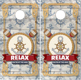 Nautical Lake House Wood Cornhole Wrap