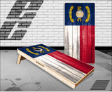 North Carolina Flag Weathered Wood Cornhole Boards