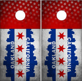 Oakland California Grunge Flag UV Direct Print Cornhole Tops