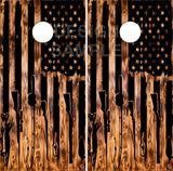 Outdoor American Flag Stripes Wood Cornhole Wrap