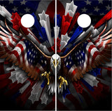 Patriotic American Flag Eagle Cornhole Wrap