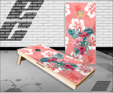 Pink Flamingo Wood Hawaiian Cornhole Boards