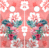 Pink Flamingo Wood Hawaiian UV Direct Print Cornhole Tops