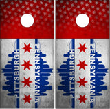 Pittsburgh Pennsylvania Grunge Flag Cornhole Wrap