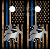 Police K9 Thin Blue Line Cornhole Wrap