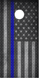 Police Line Flag Diamond Plate Cornhole Wrap