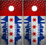 Portland Oregon Grunge Flag Cornhole Wrap