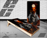 Race Cowboys Skull Flames Cornhole Boards