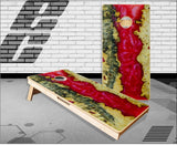 Red Epoxy Wood Cornhole Boards
