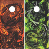 Red Green Dragon Cornhole Wrap