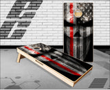 Red Line Skull Flag Cornhole Boards