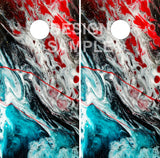 Red blue Epoxy Splash UV Direct Print Cornhole Tops
