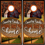 Rustic Wood Country Roads Cornhole Wrap