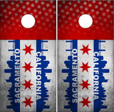 Sacramento California Grunge Flag Cornhole Wrap