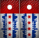San Antonio Texas Grunge Flag Cornhole Wrap
