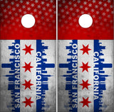 San Francisco California Grunge Flag Cornhole Wrap