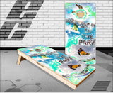 Snowboarding Sunday in the Park Cornhole Boards