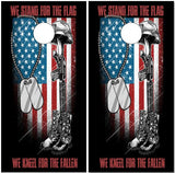 Stand For The Flag Kneel For the Fallen UV Direct Print Cornhole Tops